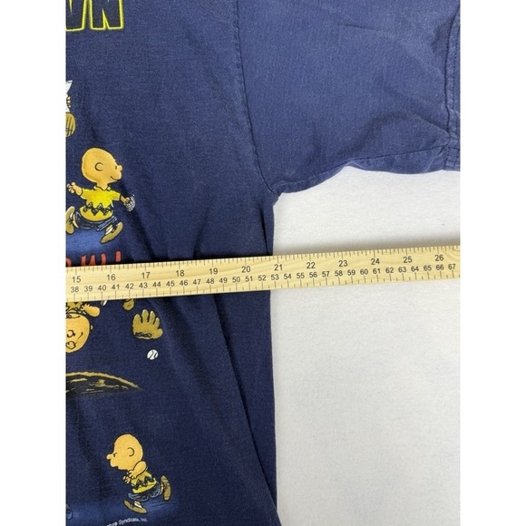 Vintage Peanuts Charlie Brown Mens XL Basicss Gold label Navy Blue T Shirt Tee - Picture 4 of 6